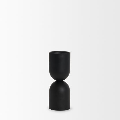 Qamra Short Black Metal Pillar Candle Holder