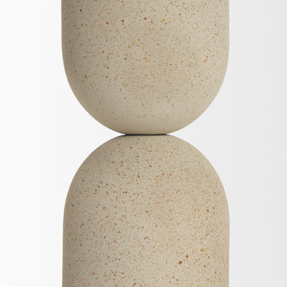 Qamra Medium Beige Textured Metal Pillar Candle Holder Candle Holder