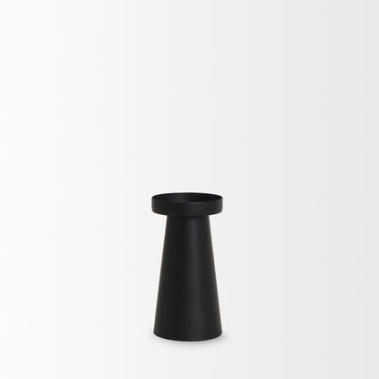 Quadir Short Matte Black Metal Candle Holder