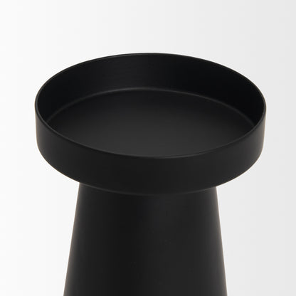 Quadir Short Matte Black Metal Candle Holder