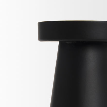 Quadir Short Matte Black Metal Candle Holder