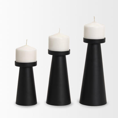 Quadir Short Matte Black Metal Candle Holder