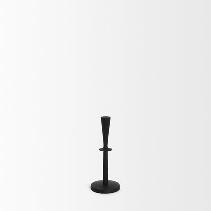 Qwin Matte Black Cast Aluminum Short Candle Holder