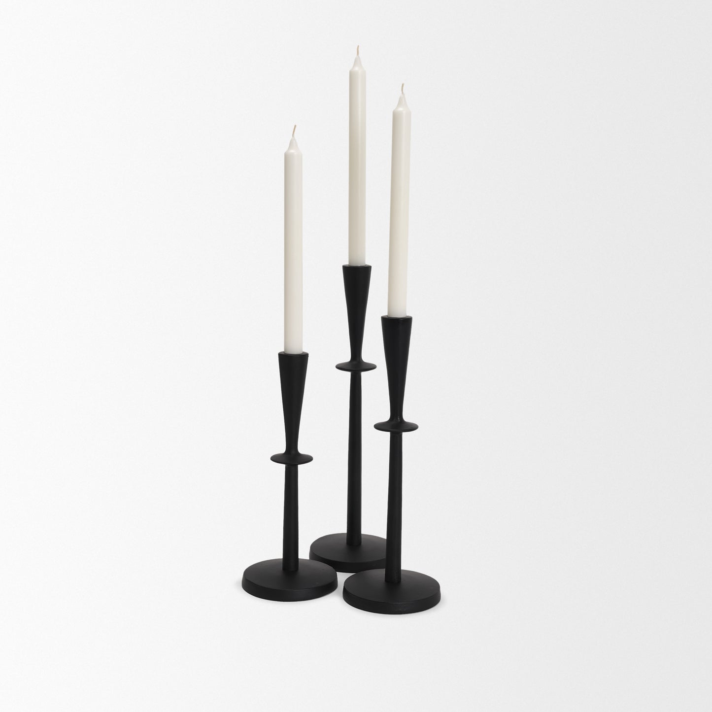 Qwin Matte Black Cast Aluminum Short Candle Holder