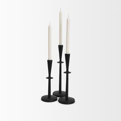 Qwin Matte Black Cast Aluminum Short Candle Holder