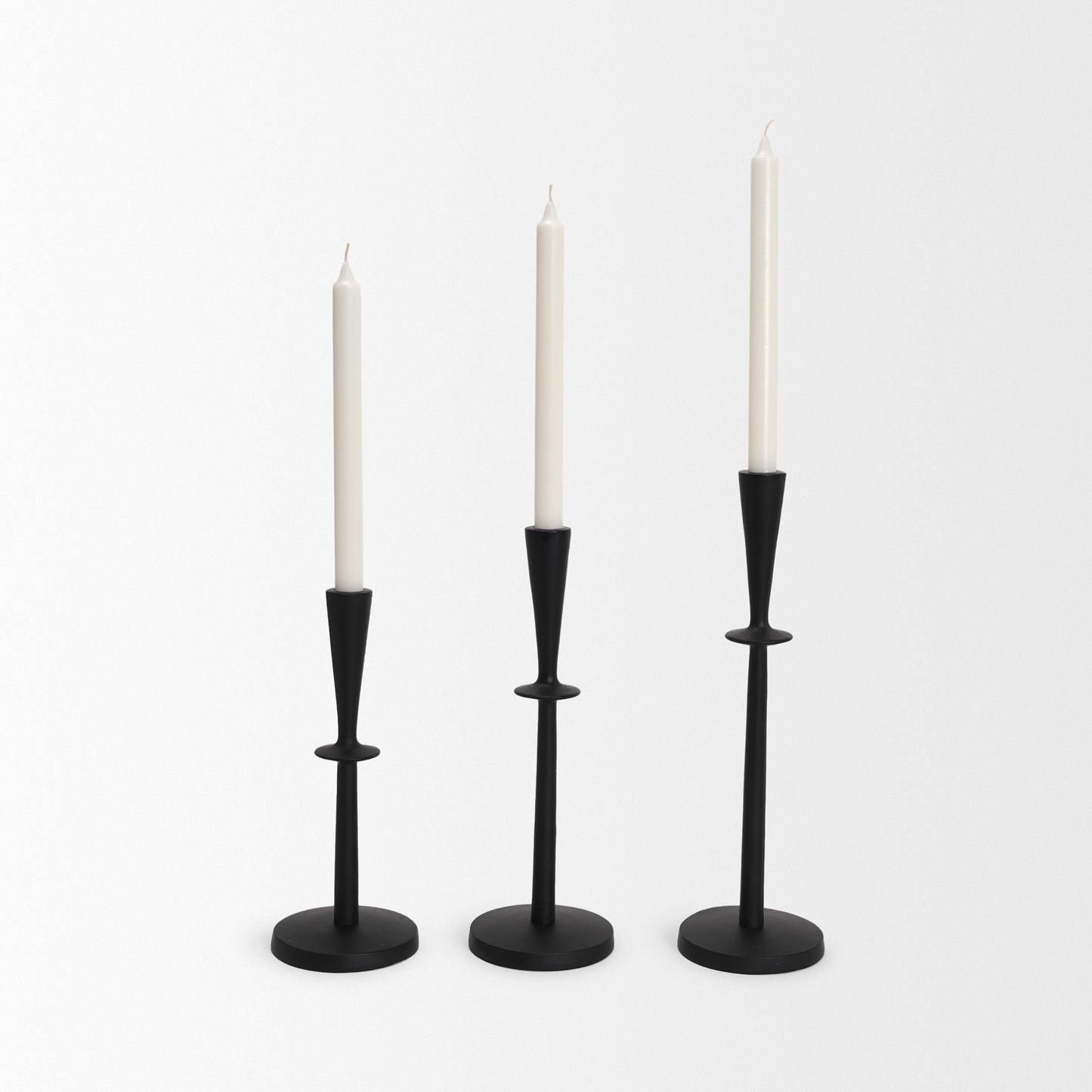 Qwin Matte Black Cast Aluminum Short Candle Holder