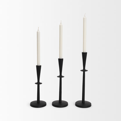 Qwin Matte Black Cast Aluminum Short Candle Holder