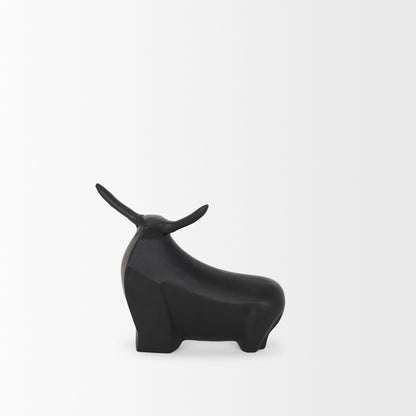 Radu Small Matte Black Metal Bull Decorative Object