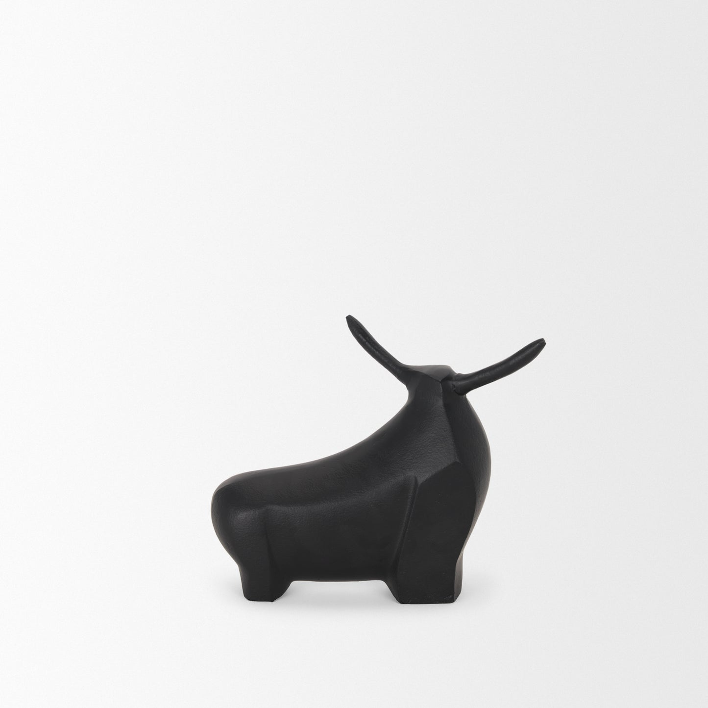 Radu Small Matte Black Metal Bull Decorative Object