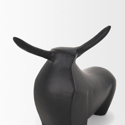 Radu Small Matte Black Metal Bull Decorative Object