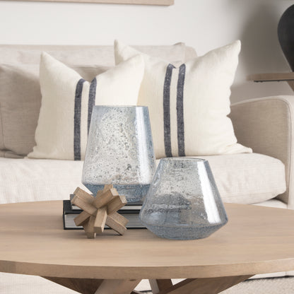 Sandra 18 x 18 Beige With Blue Stripes Decorative Pillow Cover