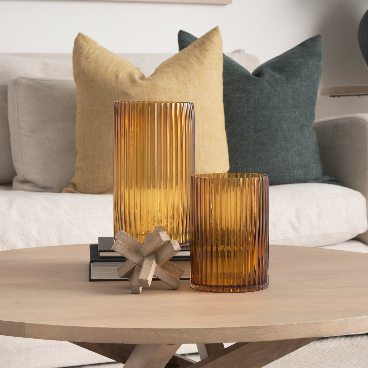 Dawn Short Amber Glass Vase