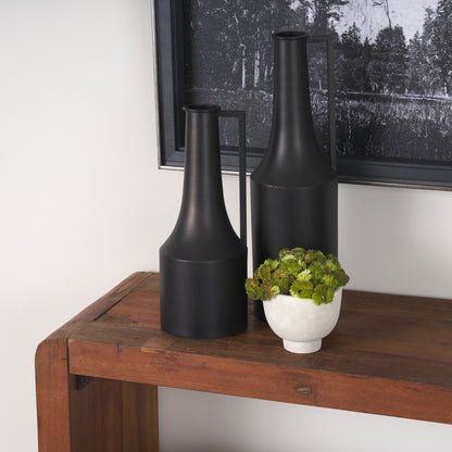 Aubrey Small 14.0H Black Iron Flower Vase