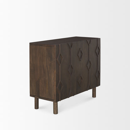 Heera Dark Brown Diamond Motif w/ Shelf Accent Cabinet