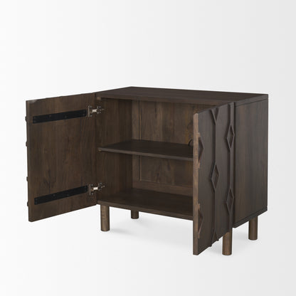 Heera Dark Brown Diamond Motif w/ Shelf Accent Cabinet