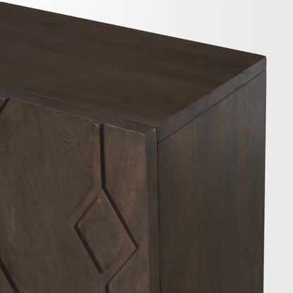 Heera Dark Brown Diamond Motif w/ Shelf Accent Cabinet