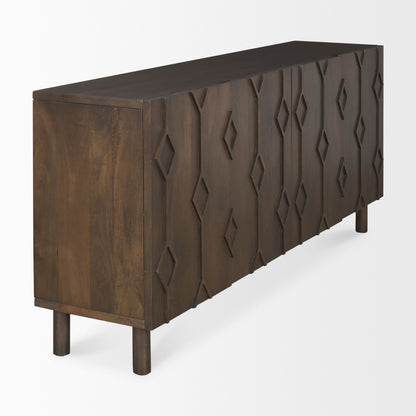 Heera Dark Brown Diamond Motif w/ Shelf Sideboard