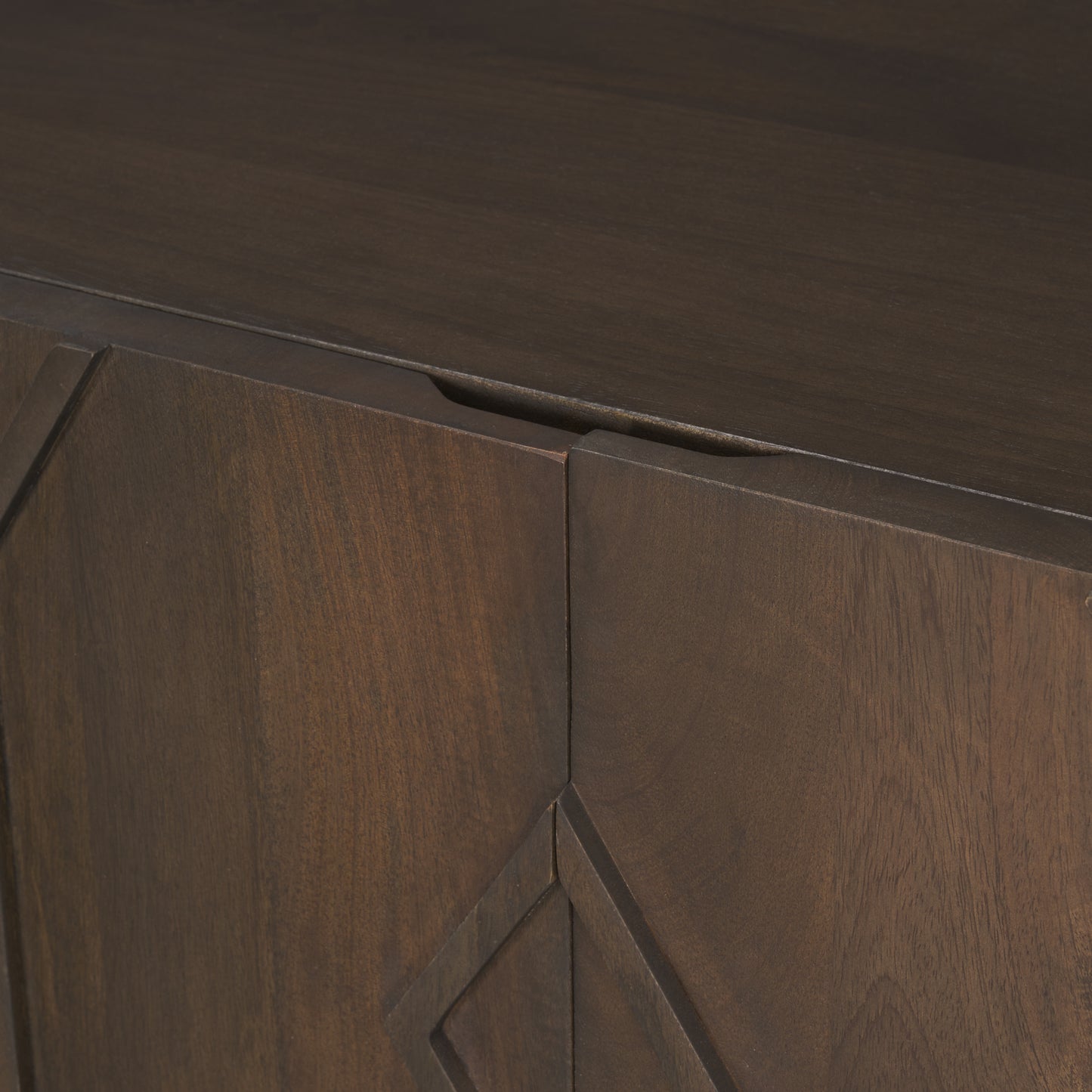 Heera Dark Brown Diamond Motif w/ Shelf Sideboard