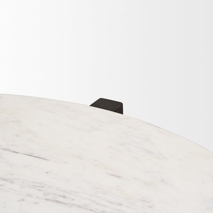 Bianca Dark Brown Wood w/ Marble Round Top Coffee Table