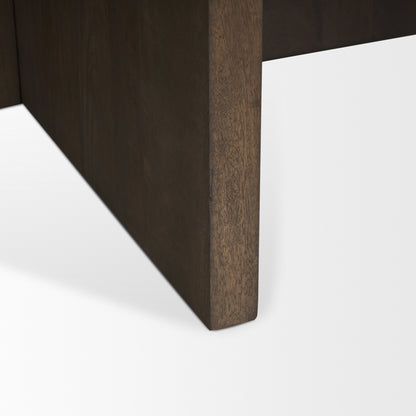 Bianca Dark Brown Wood w/ Marble Round Top Coffee Table