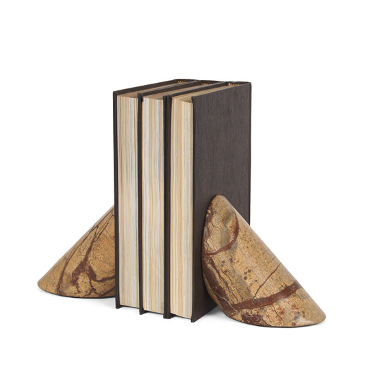 Rahima Brown Forest Marble Angled Bookends
