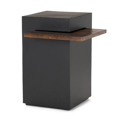 Charles Matte Black Metal w/ Wood Shelf Square Accent Table