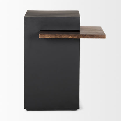 Charles Matte Black Metal w/ Wood Shelf Square Accent Table