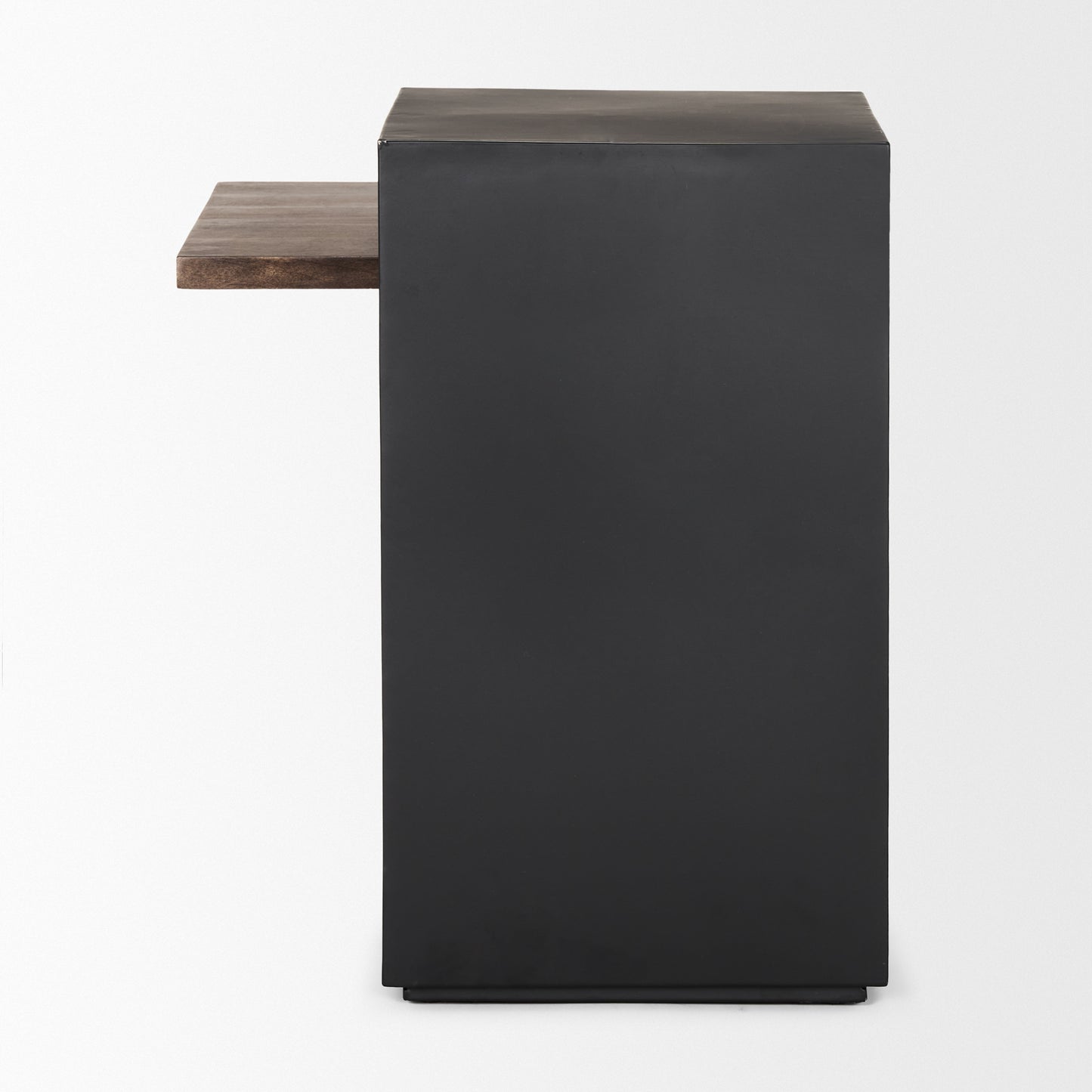 Charles Matte Black Metal w/ Wood Shelf Square Accent Table