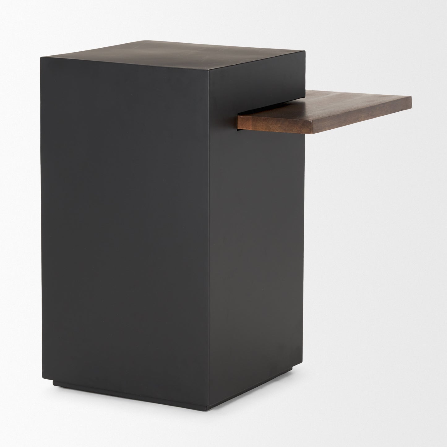 Charles Matte Black Metal w/ Wood Shelf Square Accent Table