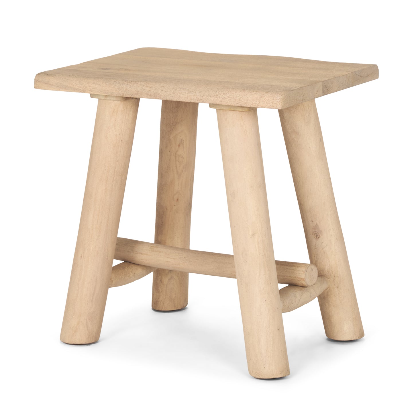 Sekou Light Brown Short Wooden Craftsman Stool