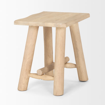 Sekou Light Brown Short Wooden Craftsman Stool