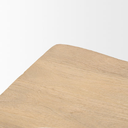 Sekou Light Brown Short Wooden Craftsman Stool