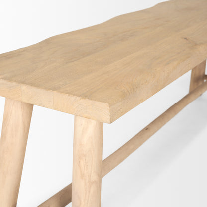 Sekou Light Brown Wooden Craftsman Bench