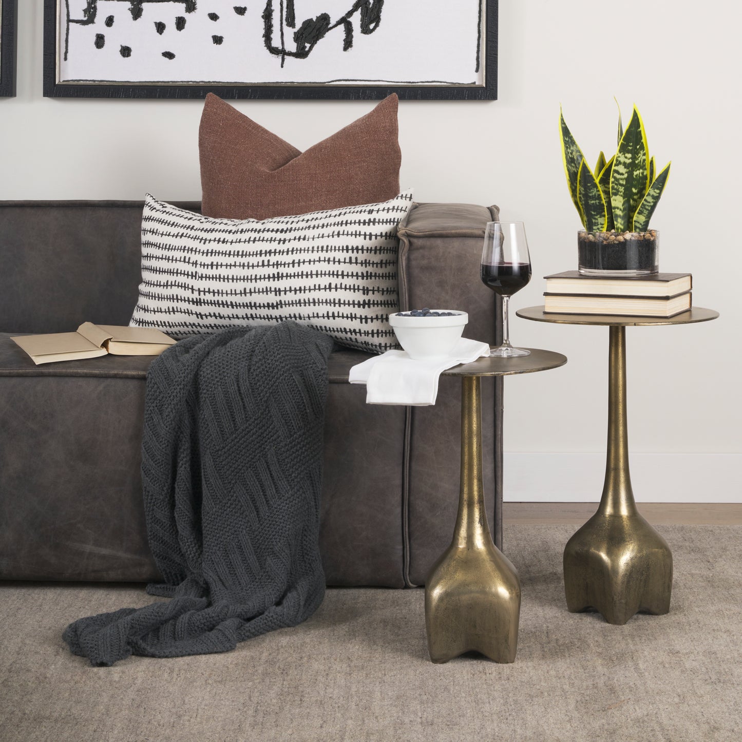 Risha Small Gold Metal Accent Table