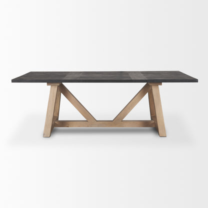 Rialto Rectangular Two-Tone Black and Brown Solid Wood Dining Table