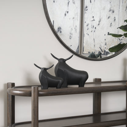 Radu Small Matte Black Metal Bull Decorative Object
