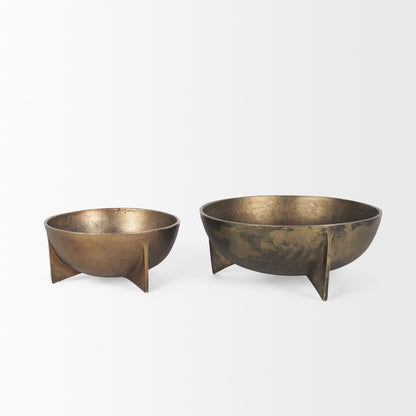 Quita Large Gold Metal Decorative Bowls (Set of 2)