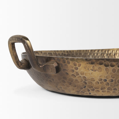 Pama Hammered Gold Metal Decorative Trays (Set of 2)