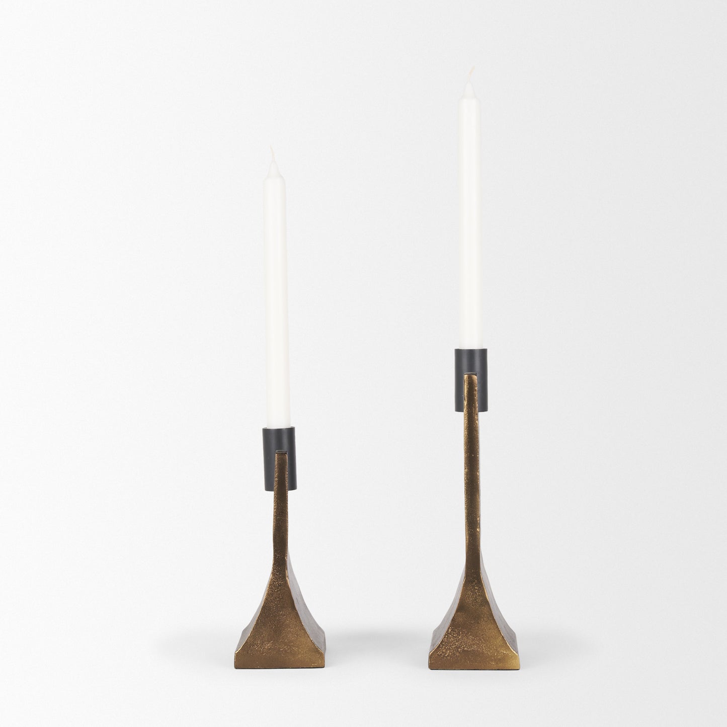 Polli Antiqued Gold w/ Matte Black Metal Taper Candleholders (Set of 2)