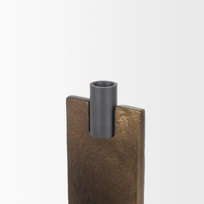 Polli Antiqued Gold w/ Matte Black Metal Taper Candleholders (Set of 2)