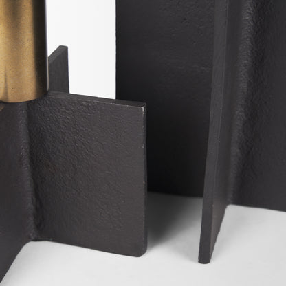 Pia Matte Black w/ Brushed Gold Metal Taper Candleholder (Set of 2)