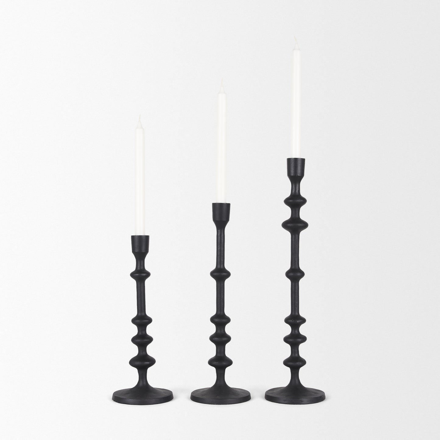 Paolo Matte Black Metal Candle Holder (Set of 3)