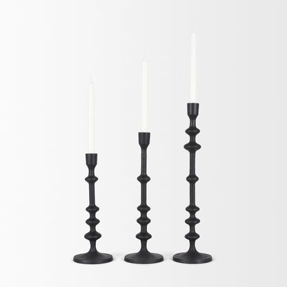 Paolo Matte Black Metal Candle Holder (Set of 3)