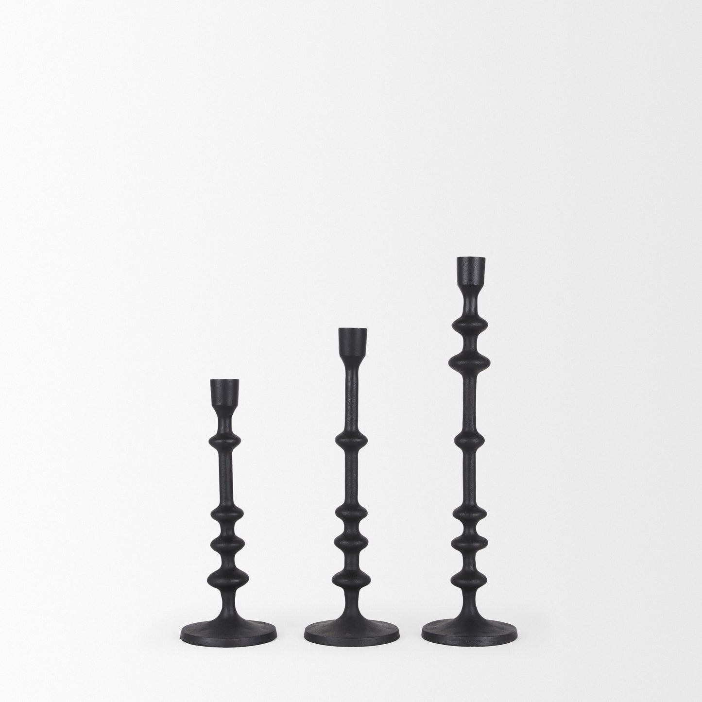 Paolo Matte Black Metal Candle Holder (Set of 3)