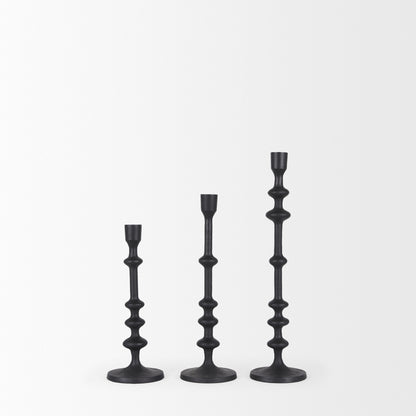Paolo Matte Black Metal Candle Holder (Set of 3)