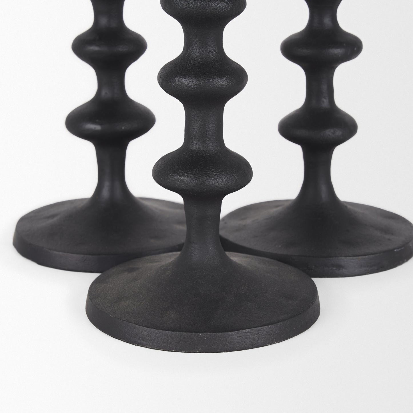 Paolo Matte Black Metal Candle Holder (Set of 3)