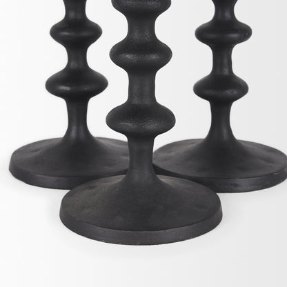 Paolo Matte Black Metal Candle Holder (Set of 3)