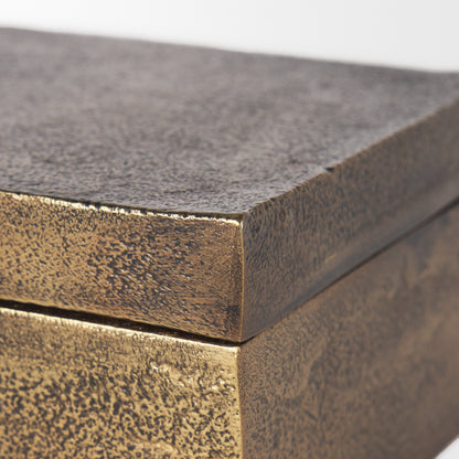Porschia Small Antiqued Gold Metal Decorative Box