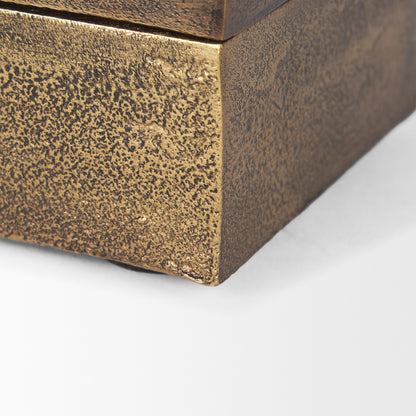 Porschia Small Antiqued Gold Metal Decorative Box