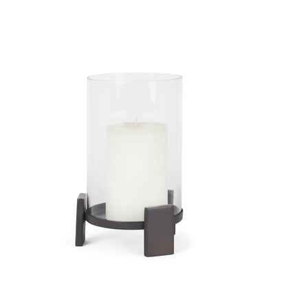 Price Small Matte Black Metal w/ Glass Hurricane Candle Holder